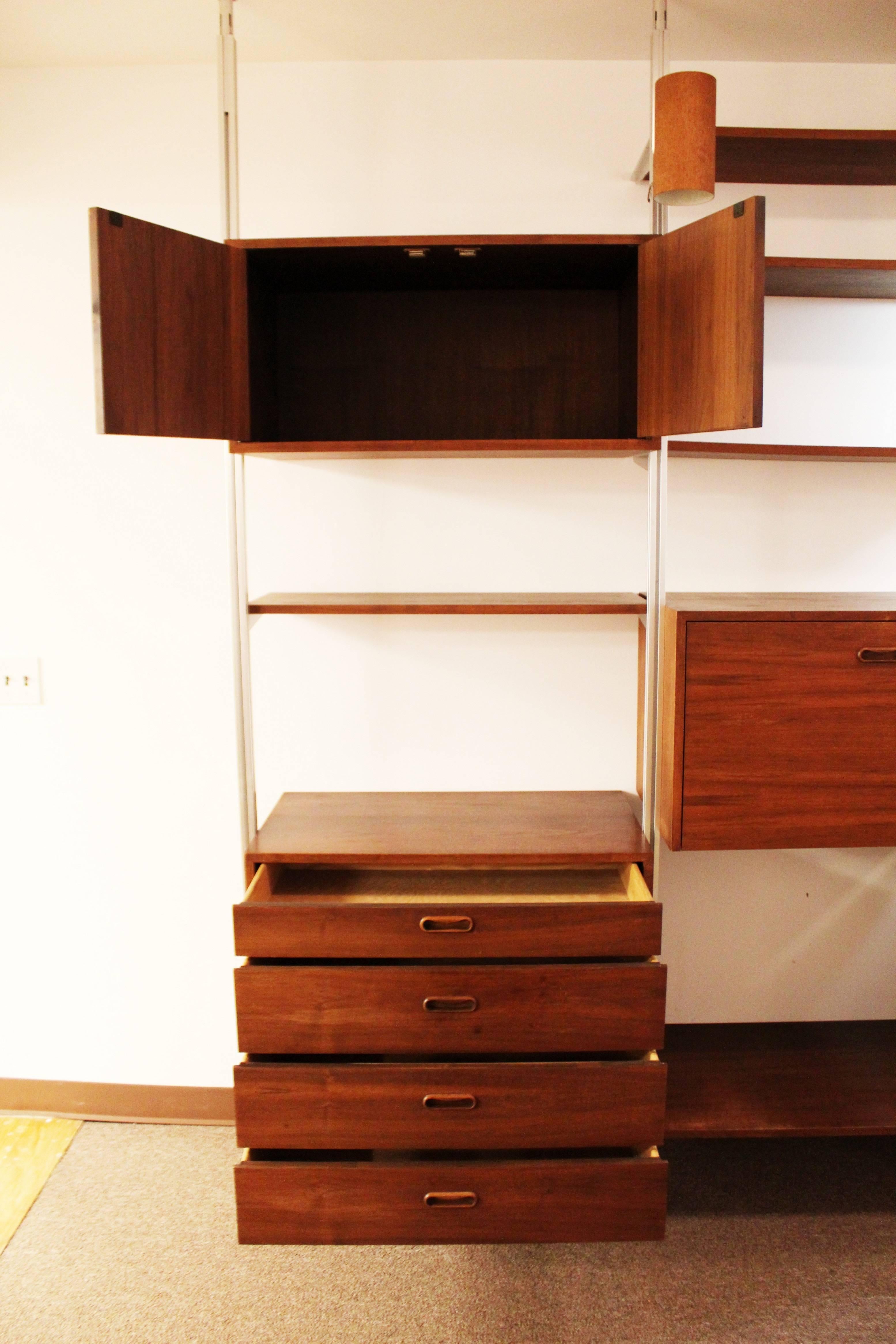 Mid-Century Modern George Nelson Omni Four Bay Walnut Wall Shelving Unit 