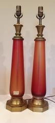 Signed Rare Venini Murano Inciso Lamps Designed by Paolo Venini