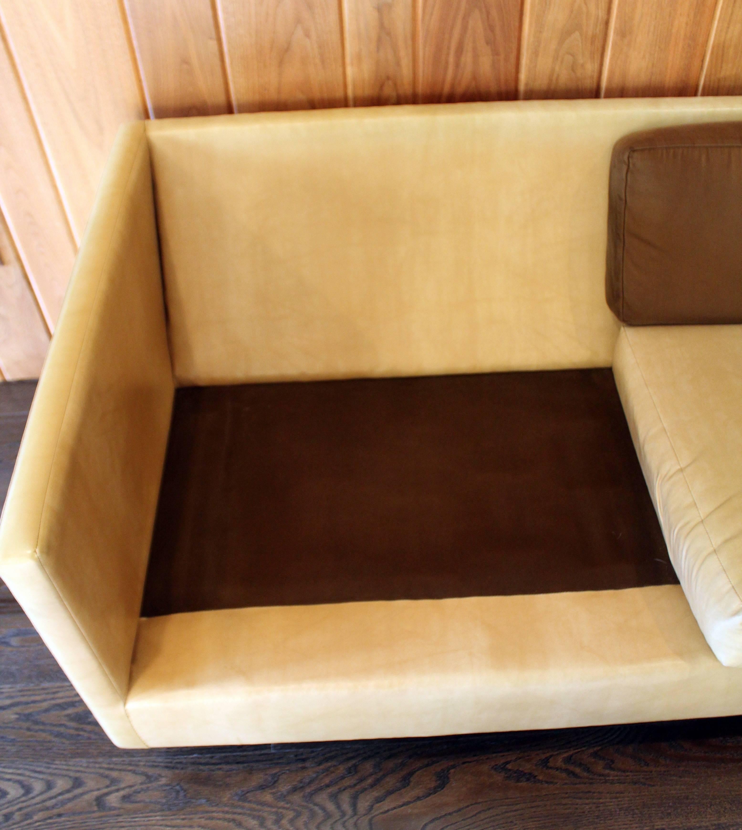 Mid-Century Modern Harvey Probber Suede Leather Brown Beige Sofa