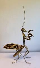Praying Mantis Brass Sculpture by Jacques Duval Brasseur, 1970s