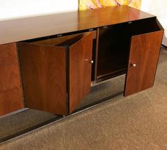 Rougier Walnut Credenza on Floating Chrome Base