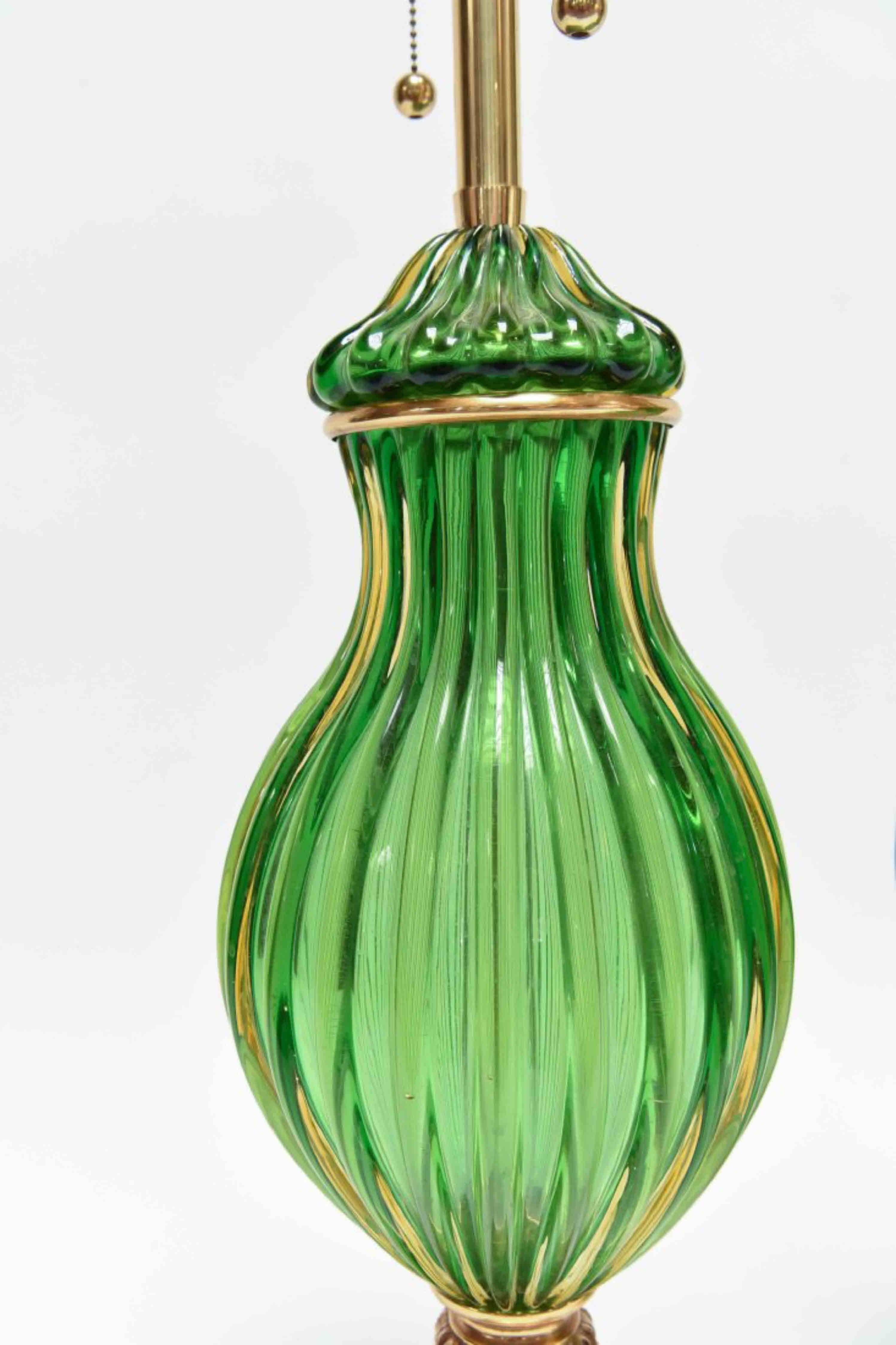 Italian Monumental Marbro Pair of Lamps in Murano Glass