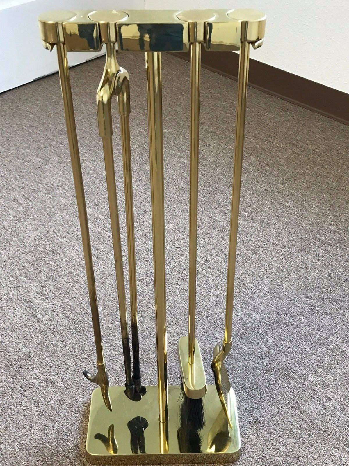 American Signed Brass and Bronze Fireplace Tools by Virginia Metalcrafters