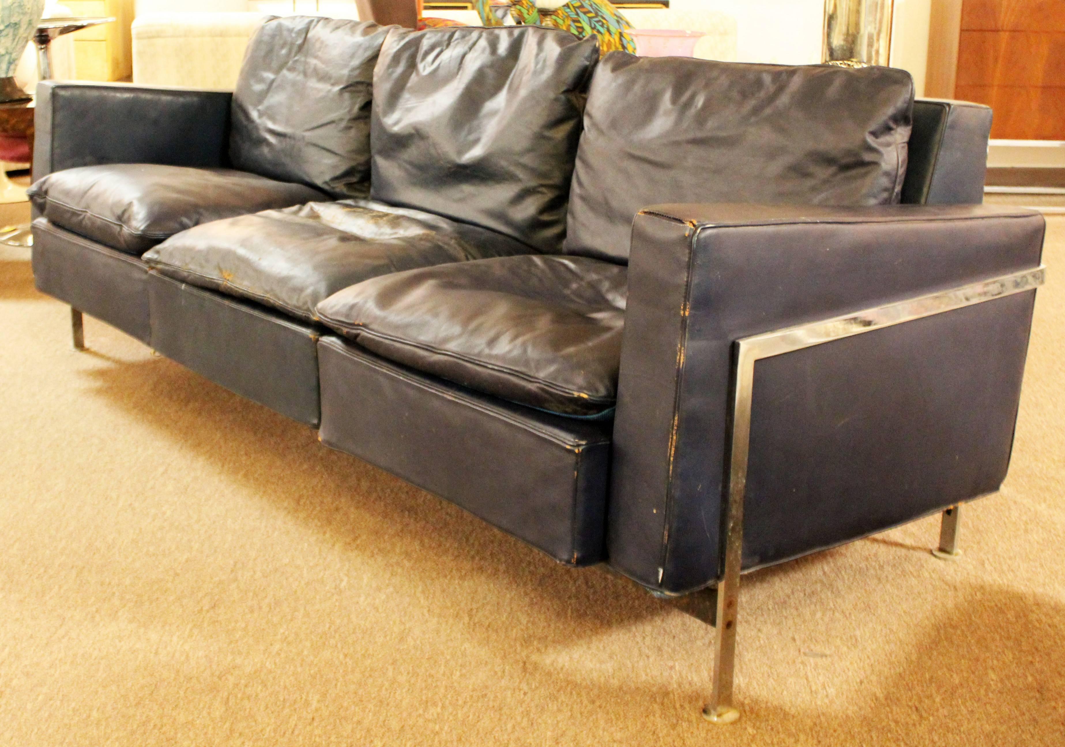 Mid-Century Modern Robert Haussmann for De Sede Chrome Three-Seat Sofa For Sale