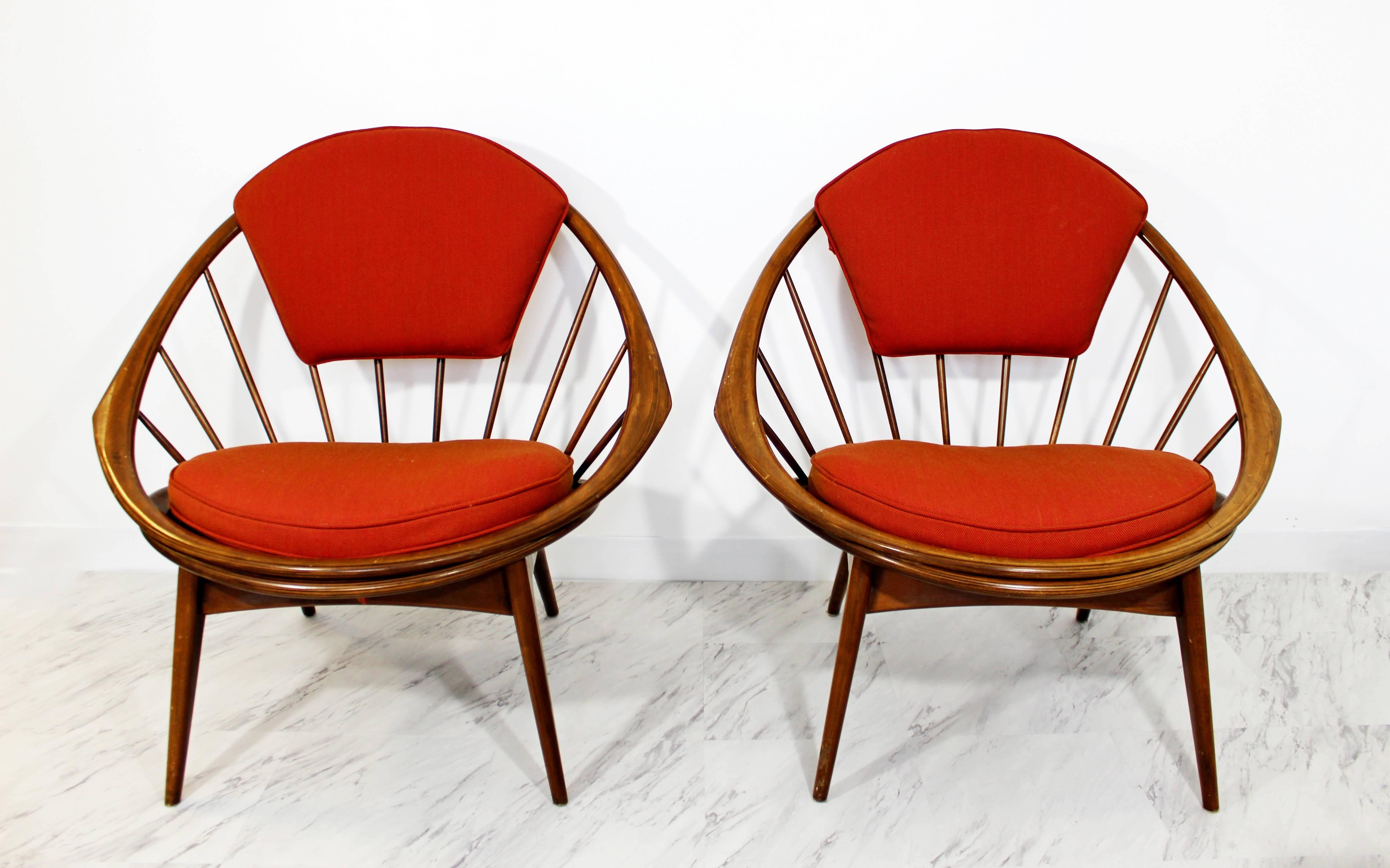 Danish Pair of Signed Hoop Chairs by Ib Kofod-Larsen