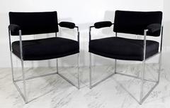 Milo Baughman Thayer Coggin Eight Chrome Cube Dining Chairs