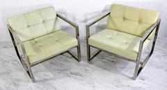 Cube Armchairs Designed by Milo Baughman in Leather