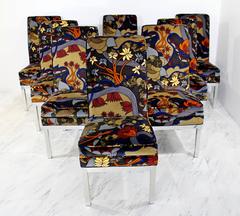 Milo Baughman Style Vibrant Set of Eight Dining Chairs