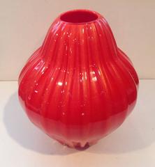 Large Vibrant Orange Archimede Seguso Vase, circa 1950s