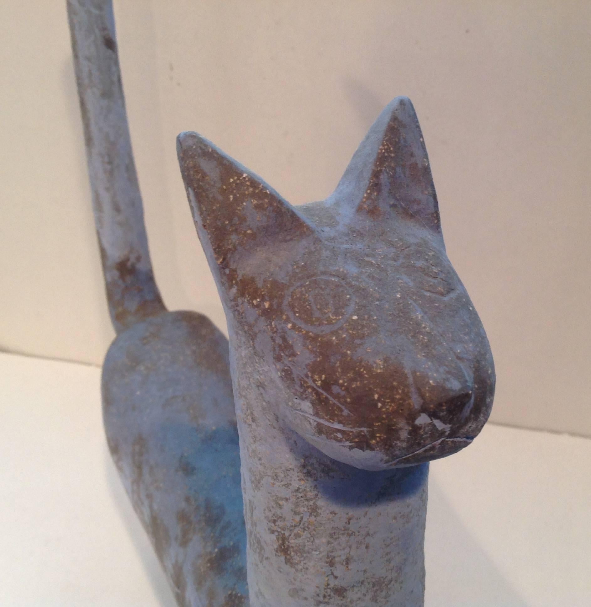 Amazing Mid-Century Modern pottery cat sculpture by Leza McVey. Original artist signature as pictured.
