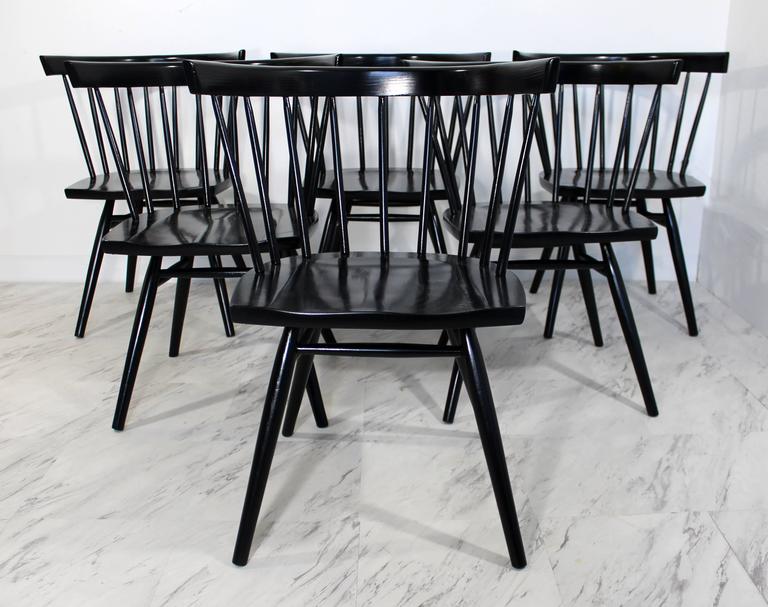 Set of Six Black Nakashima for Knoll N19 Straight Dining Chairs at 1stDibs