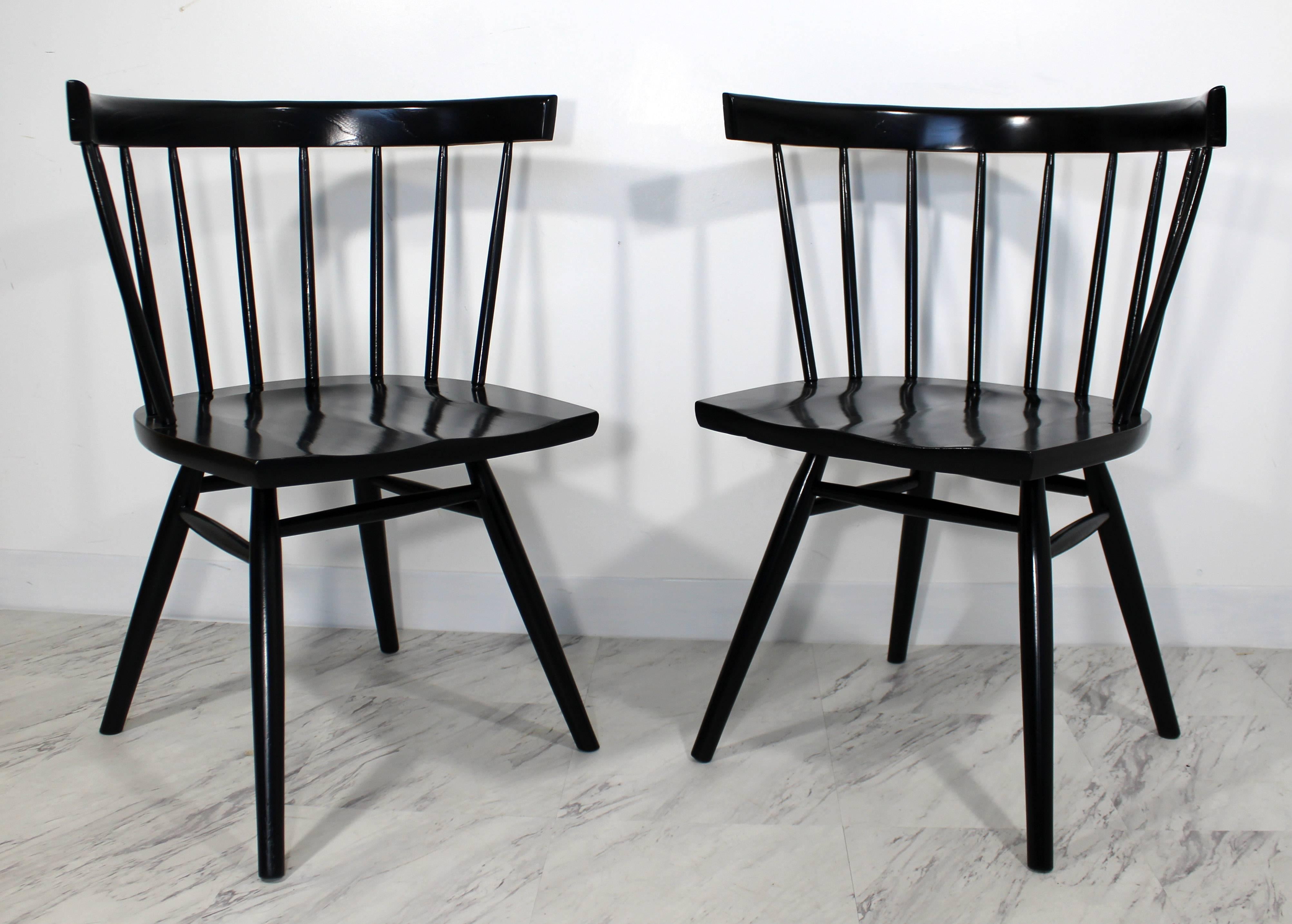 Mid-Century Modern Set of Six Black Nakashima for Knoll N19 Straight Dining Chairs