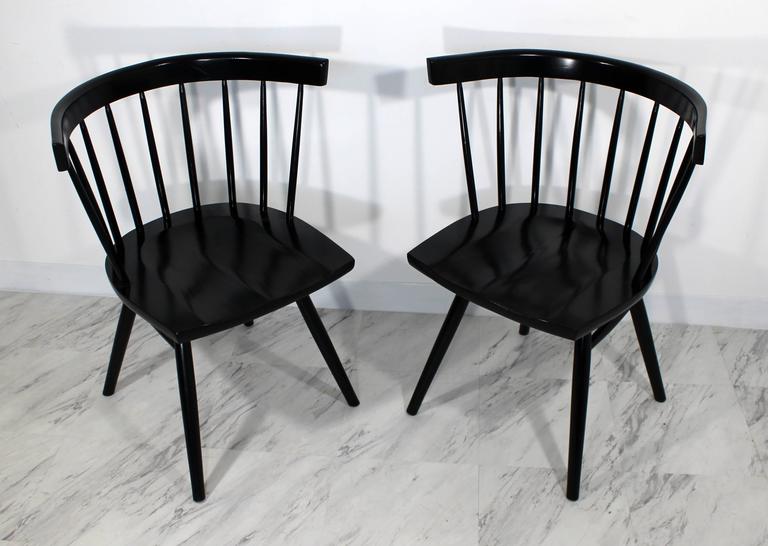 Set of Six Black Nakashima for Knoll N19 Straight Dining Chairs at 1stDibs