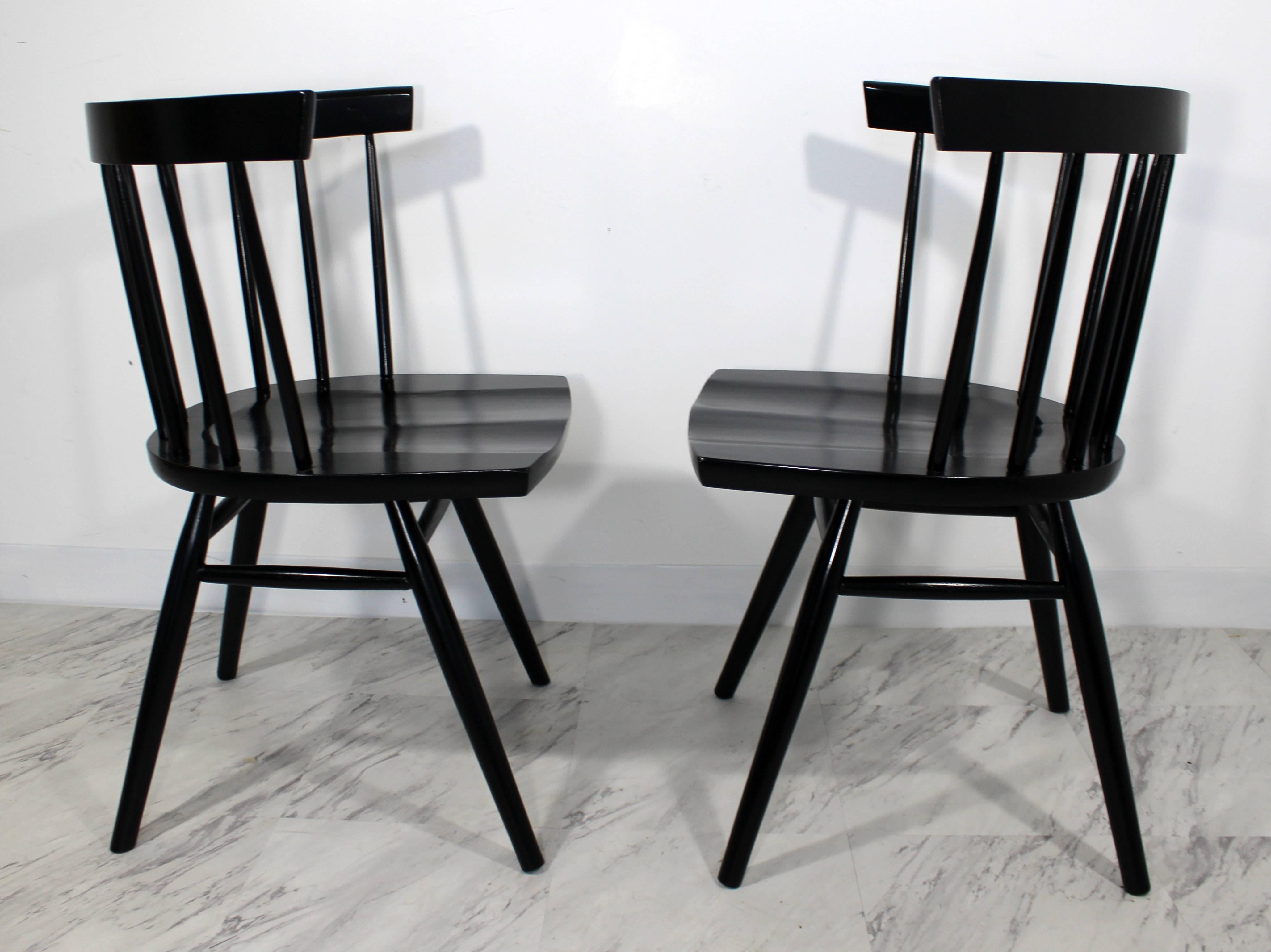 Set of Six Black Nakashima for Knoll N19 Straight Dining Chairs In Excellent Condition In Keego Harbor, MI