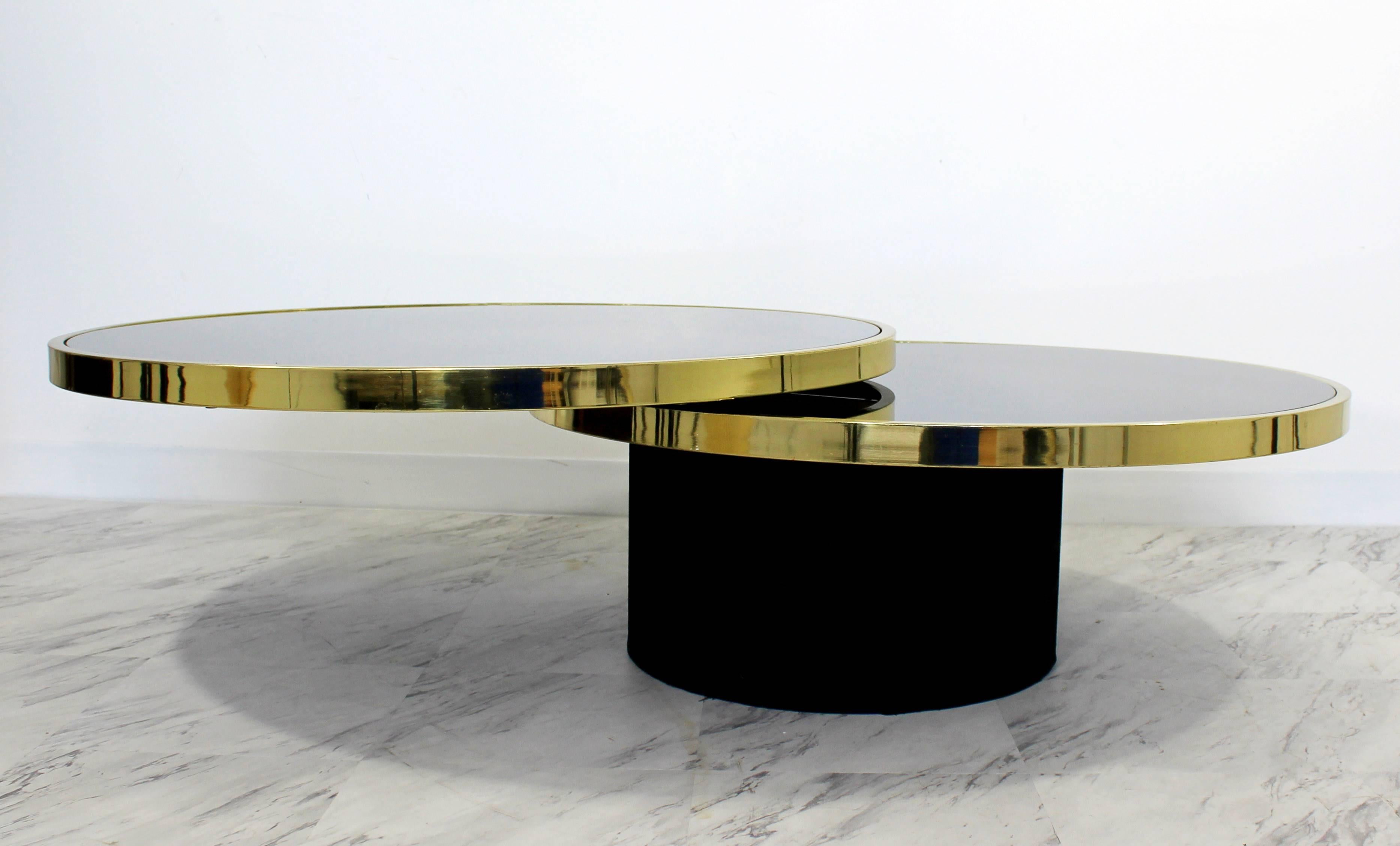 Mid-Century Modern Design Institute America Brass Glass Swivel Coffee Table
