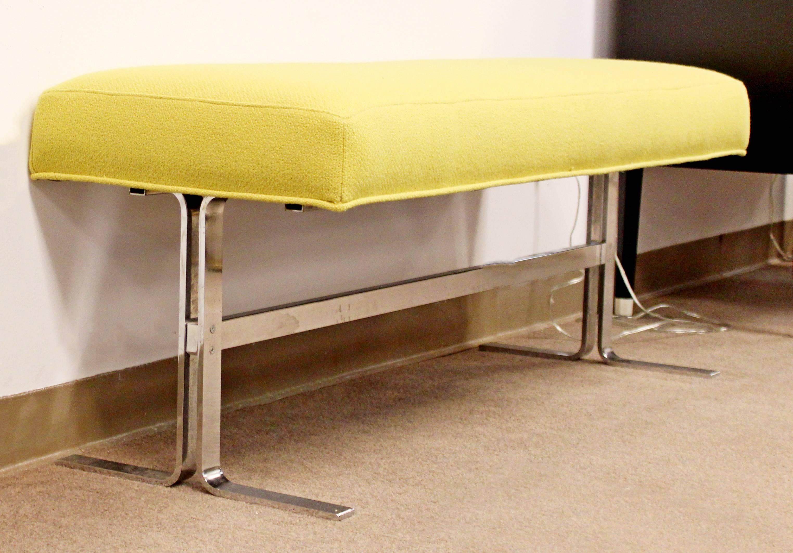 American Pace Polished Chrome Yellow Bench, circa 1970s