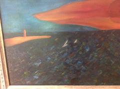 Large Signed David Atkins Surreal Oil on Canvas New York Artist Title "Sunset"