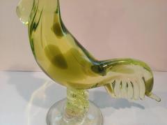 Large Murano Vaseline Glass Cenedese Rooster by Antonio Daros