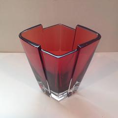 Vibrant Red Orrefors Glass Vase by Gunnar Cyren