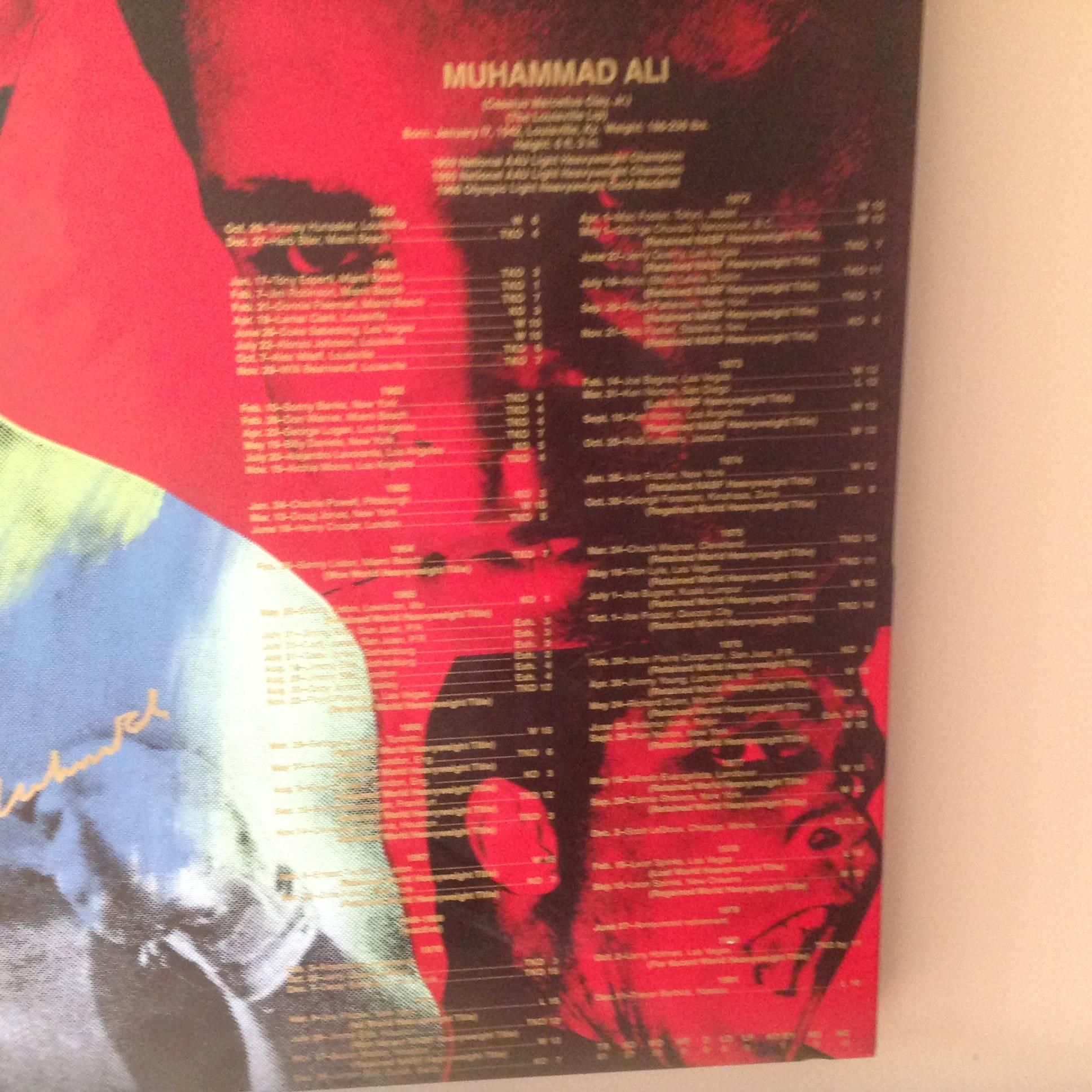 American Large Signed Pop Art Muhammad Ali Screenprint on Canvas by Steve Kaufman For Sale