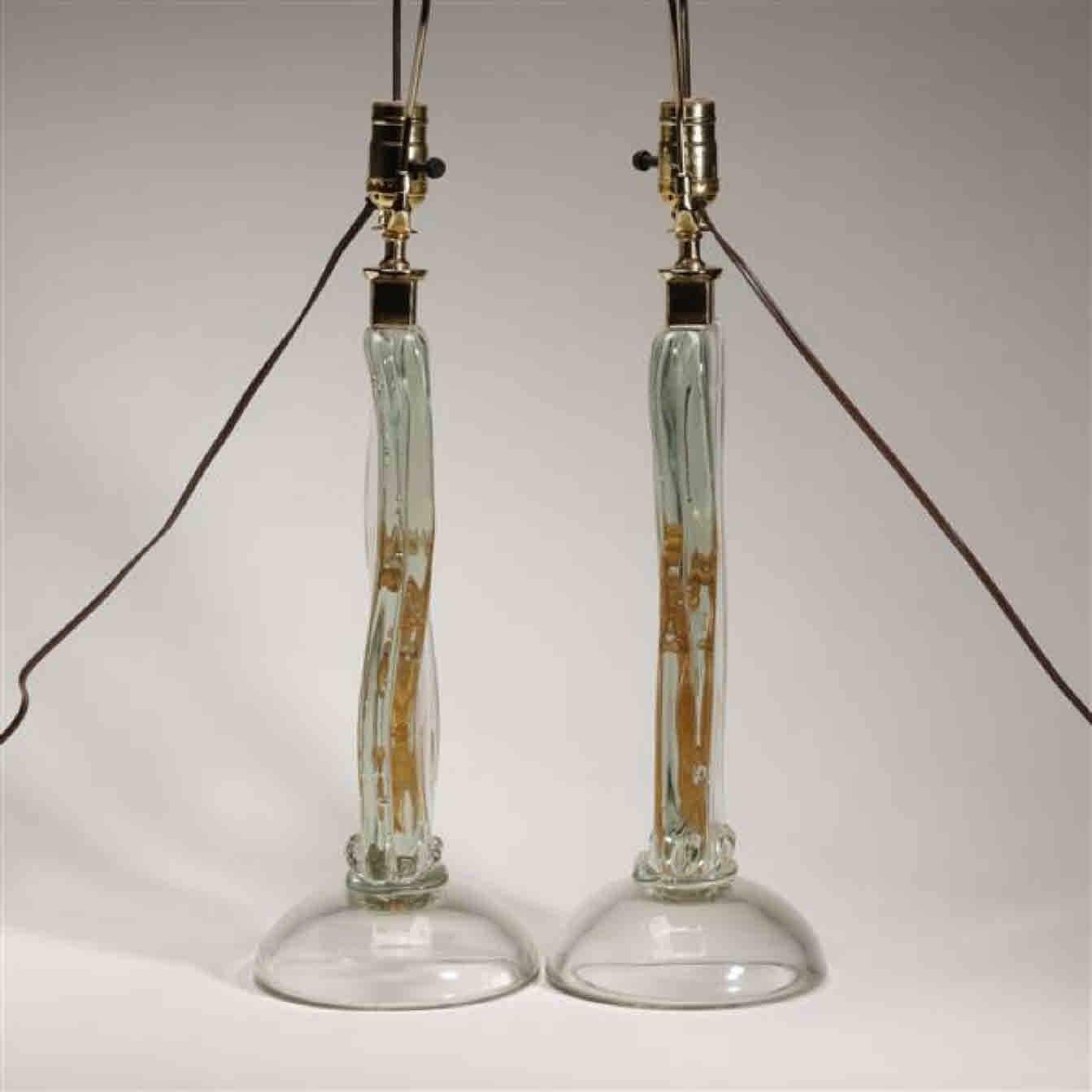 Pair of Rare Alfredo Barbini Murano Dancer Lamps for Cenedese, 1950s In Excellent Condition For Sale In Keego Harbor, MI