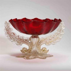 Monumental Art Deco Salviati Murano Dolphin Centrepiece Bowl or Tazza