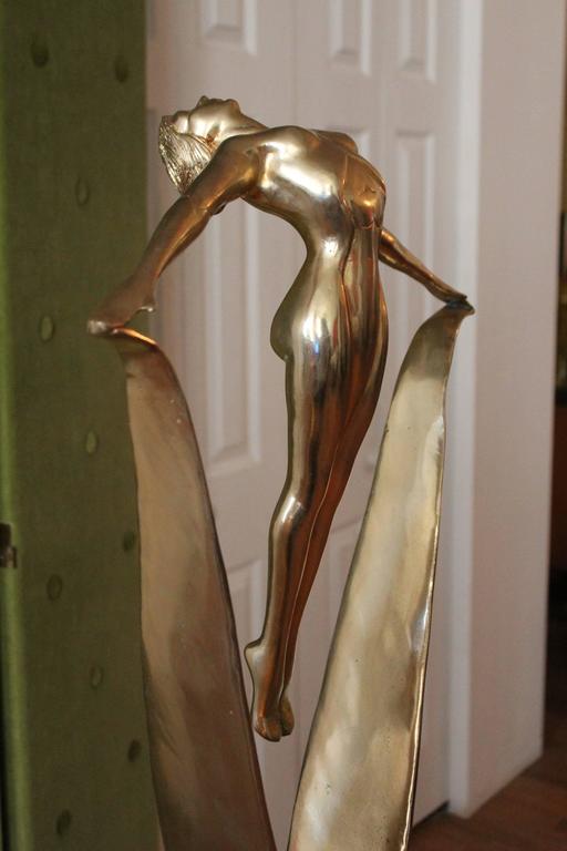 Brass and Marble Art Deco Lady Sculpture at 1stDibs