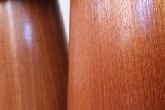Pair of Teak Leather-Topped Footstools