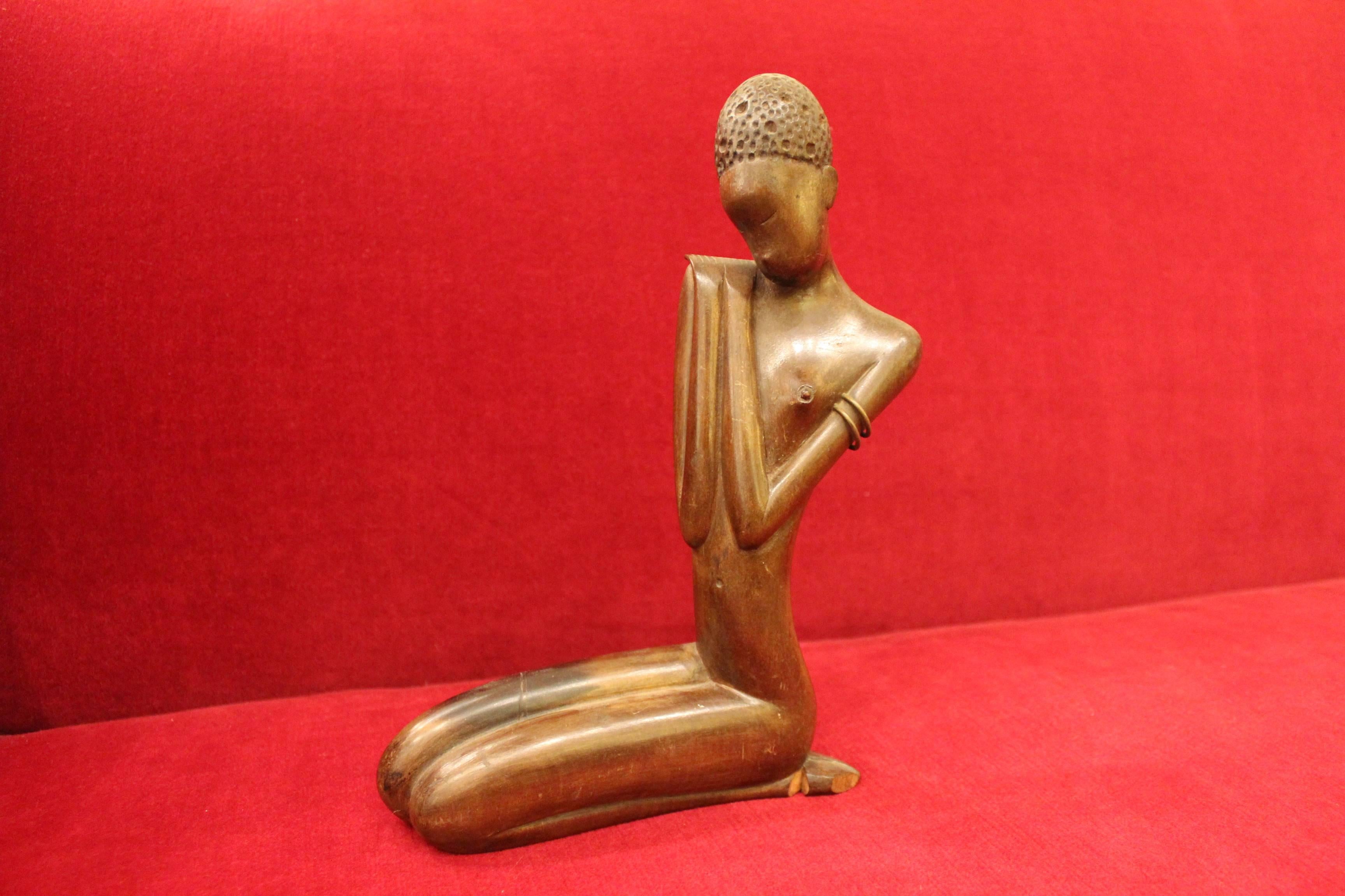 Carved Werkstatte Hagenauer African Woman Sculpture