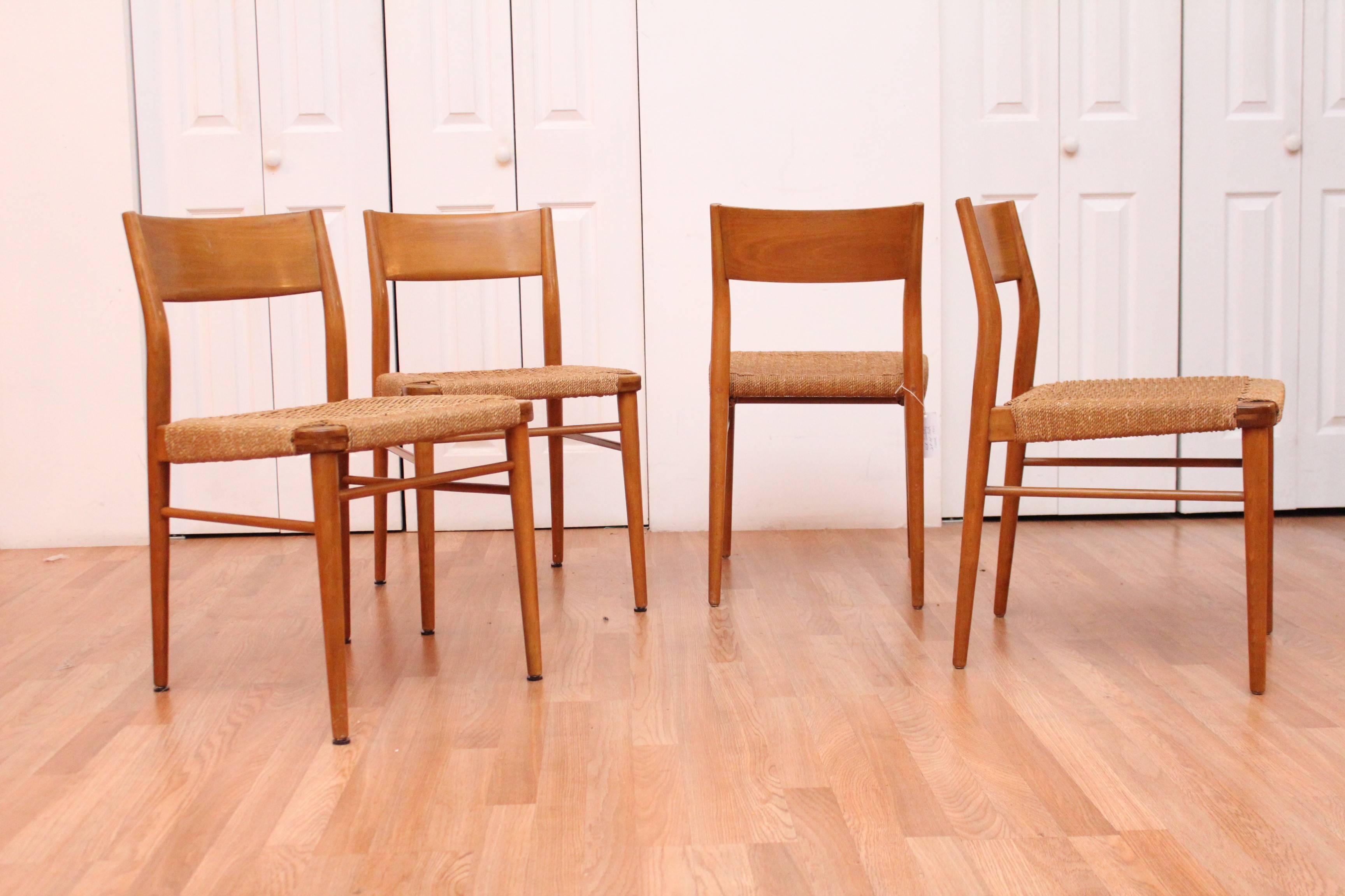 Mid-Century Modern Four Birch Dining Chairs, Georg Leowald for Wilkhahn  For Sale