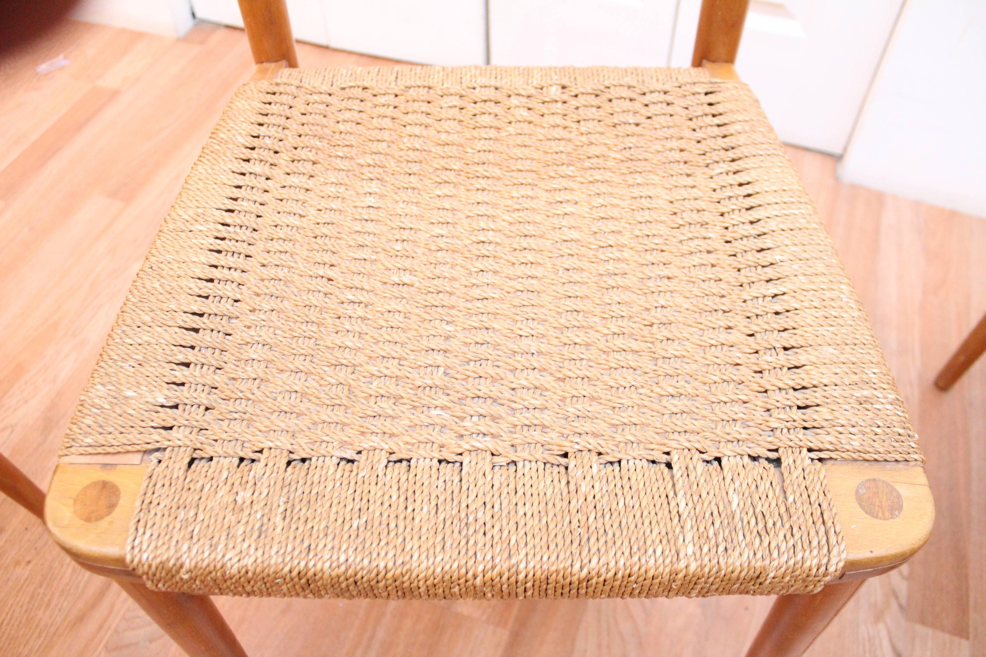 Woven Four Birch Dining Chairs, Georg Leowald for Wilkhahn  For Sale