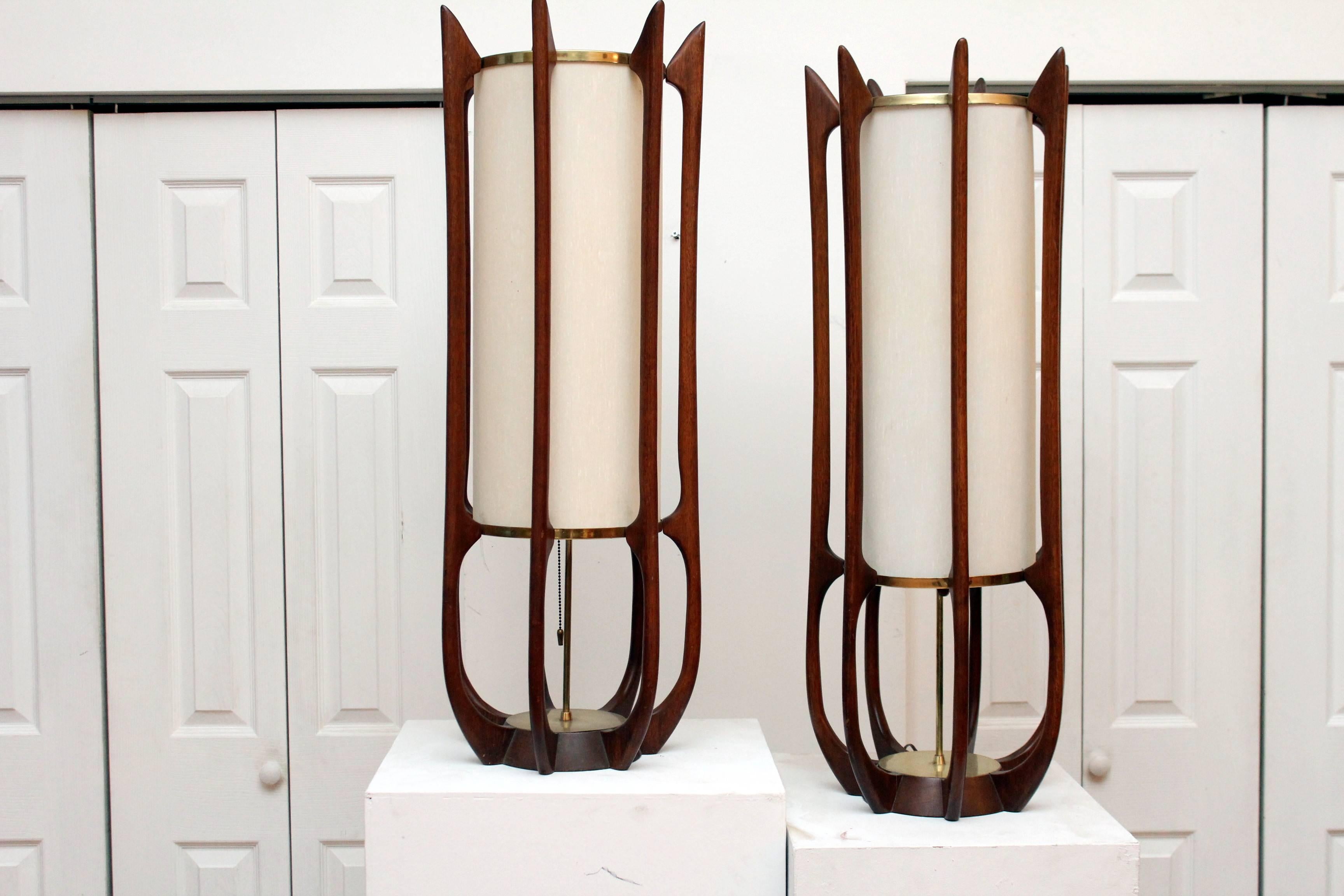 American Pair of Tall Sculptural Midcentury Table Lamps by Modeline