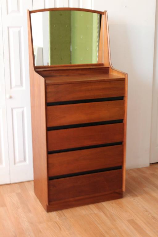 Dillingham Esprit Walnut Tall Chest with Attached Mirror at 1stDibs