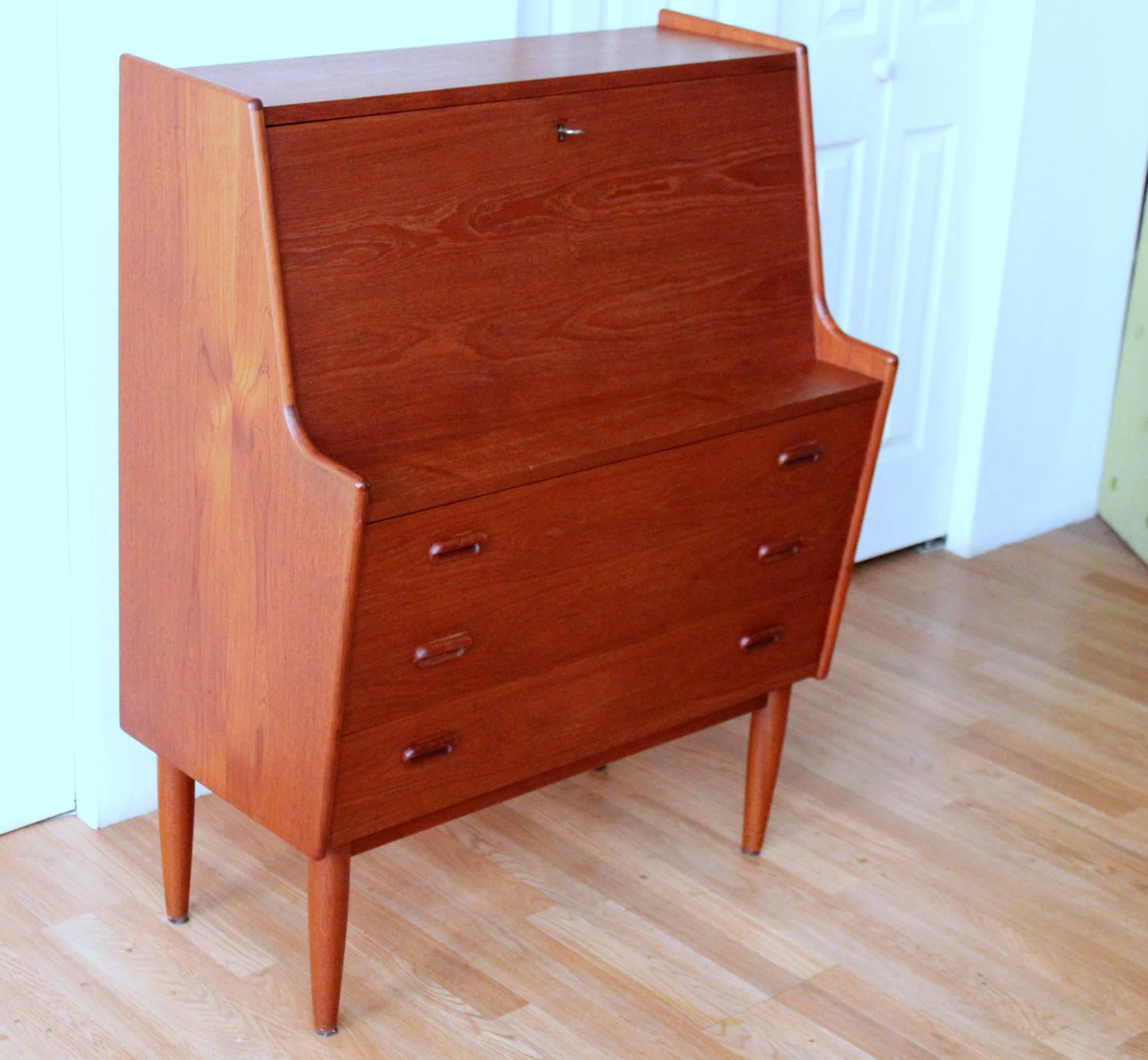 Danish Modern Teak Falster Drop Leaf Secretary Desk 5