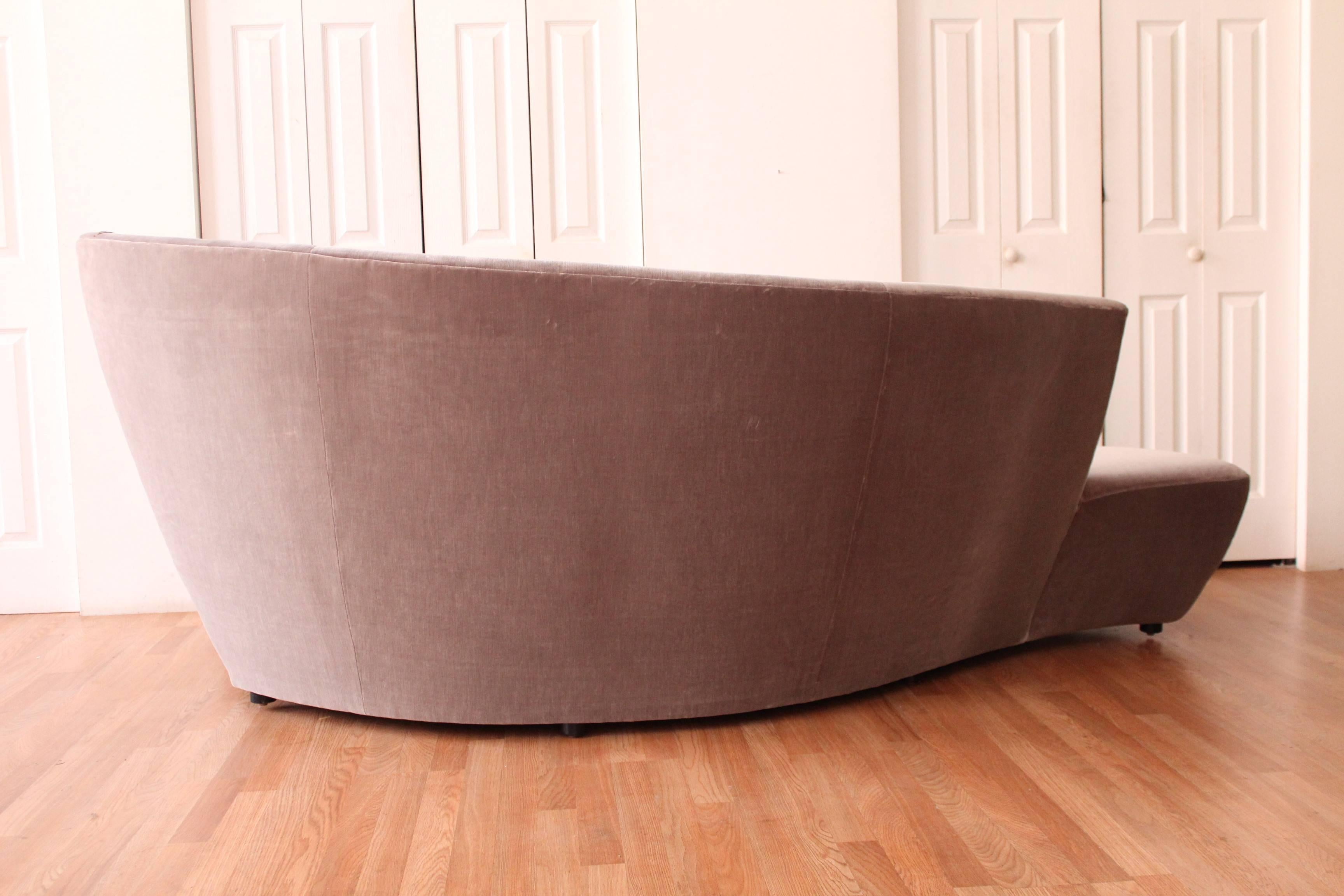 American Vladimir Kagan Grey Velvet Bilboa Sofa