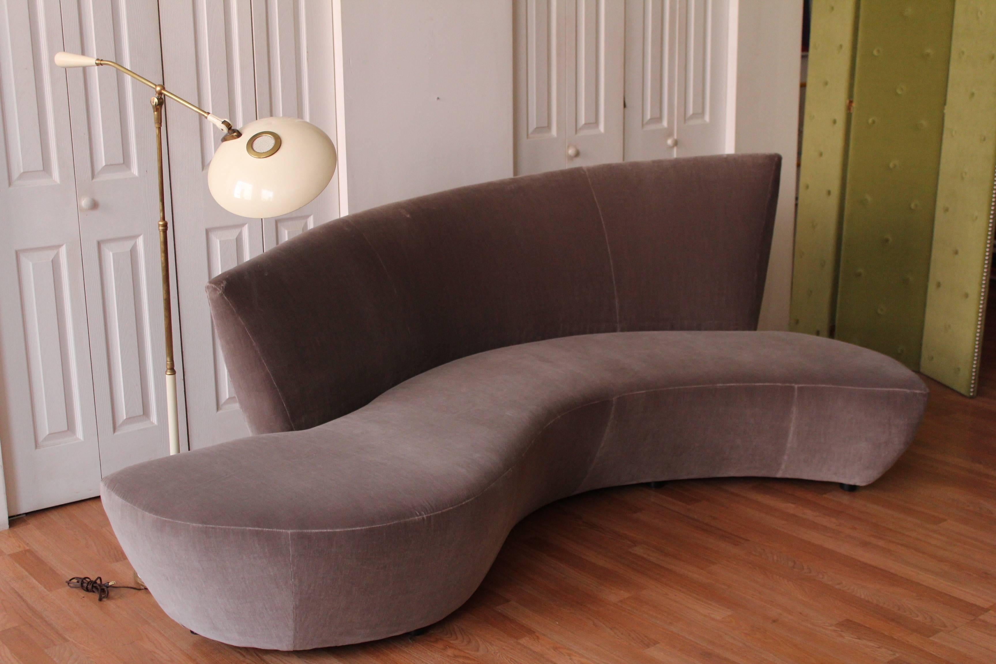 Vladimir Kagan Grey Velvet Bilboa Sofa 2