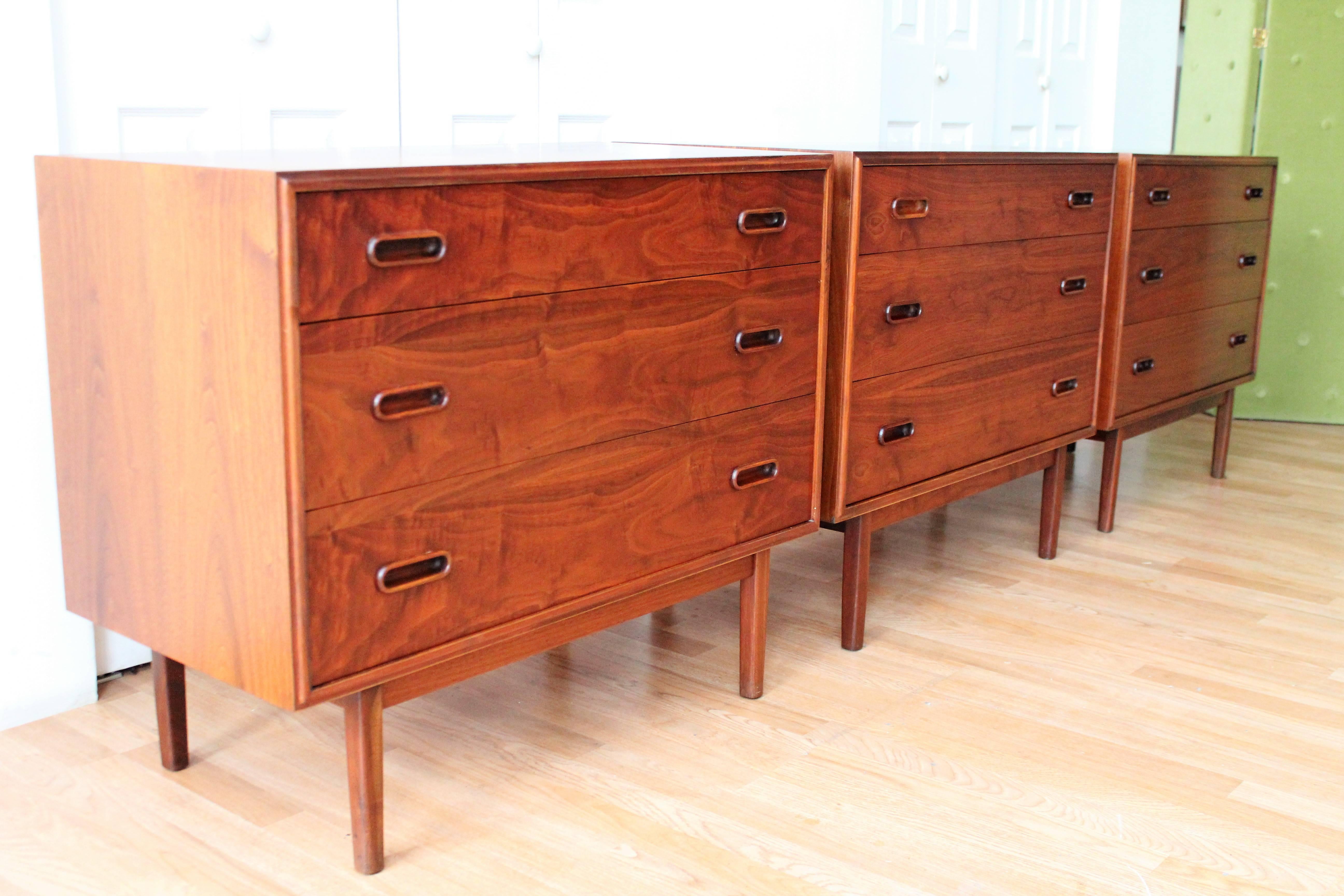 Founders Walnut Three-Drawer Cabinets 1