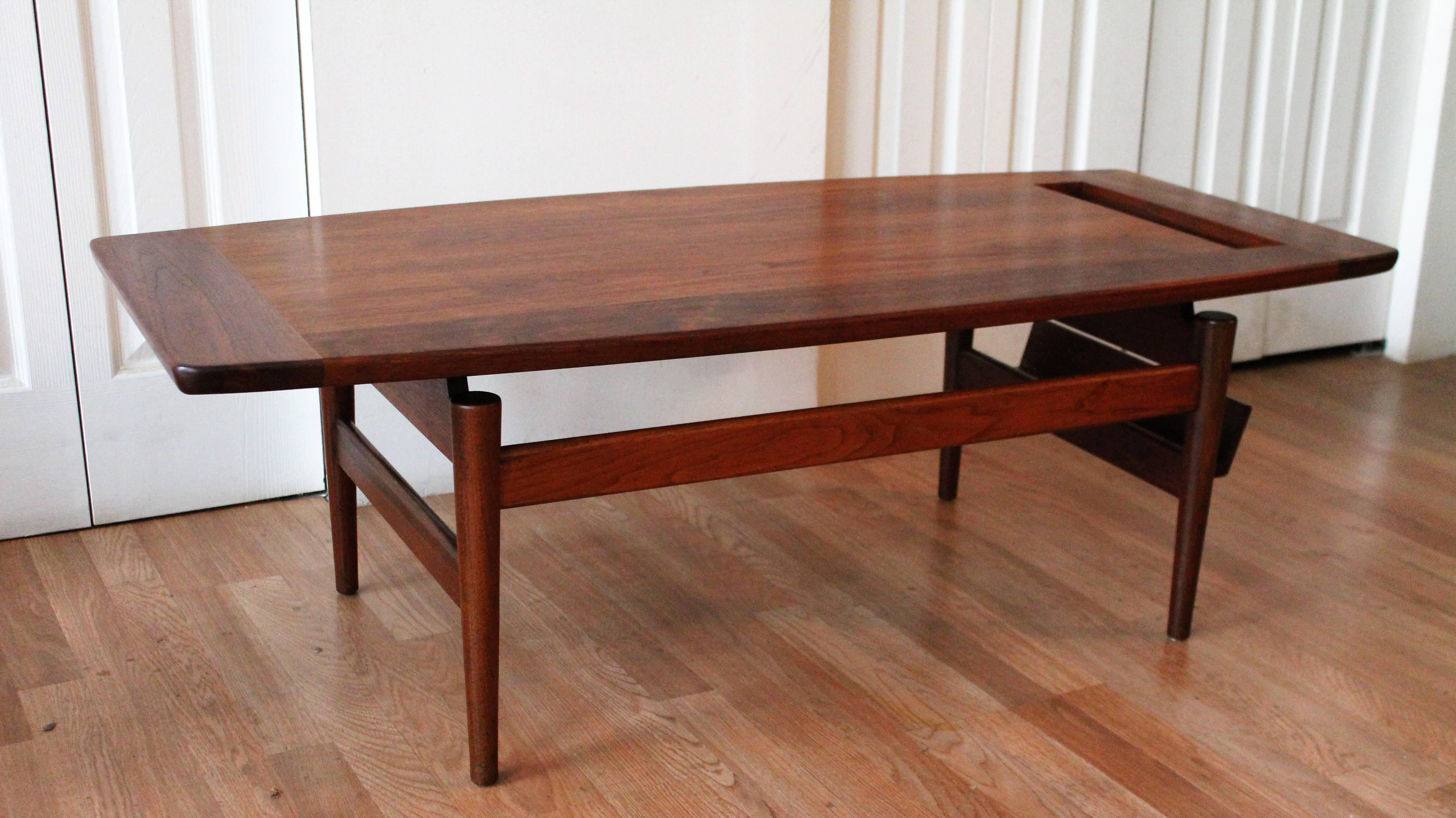 Mid-20th Century Jens Risom Coffee Table with Magazine Rack