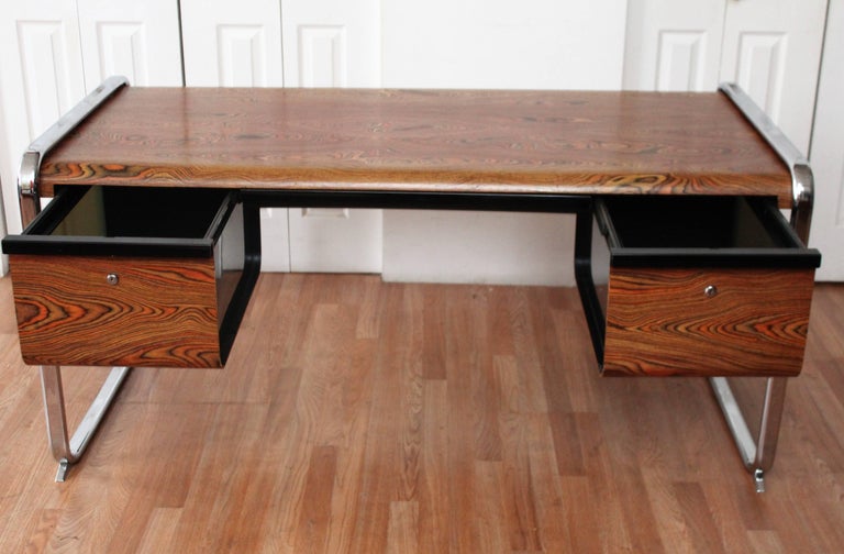 Herman Miller Chrome and Zebra Wood Desk at 1stDibs