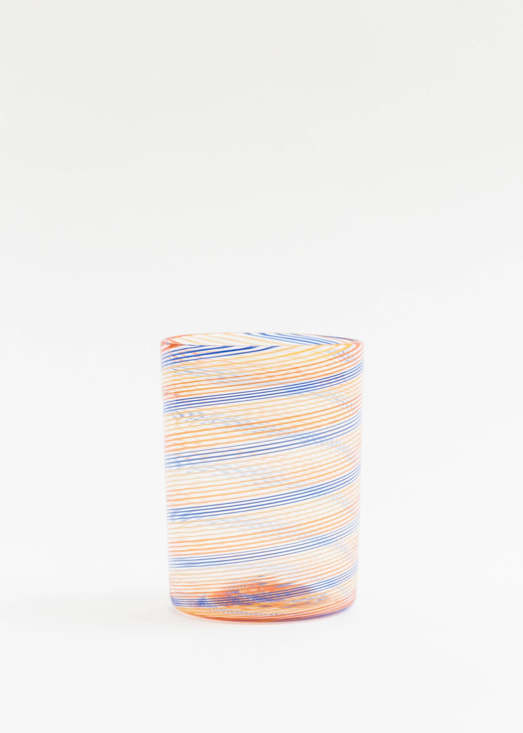 Blue, red and yellow Murano drinking glasses by Laguna B for Cabana, set of four water and four wine. These tumblers have been designed by Laguna B exclusively for Casa Cabana Pop Up Shop. They are all handblown in Murano, Venice and are a