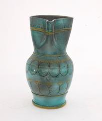 Large Decorated Antique Ceramic Pitcher, Italy, Late 19th Century