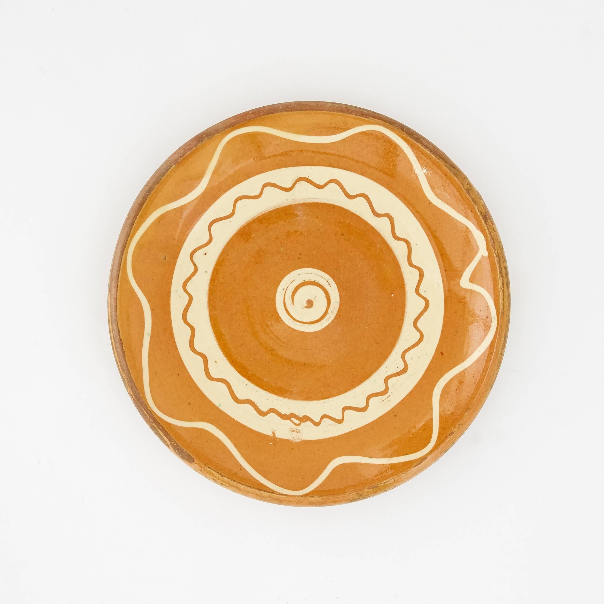 Swedish Set of Four Glazed and Hand-Painted Terracotta Serving Plates, Sweden and Italy