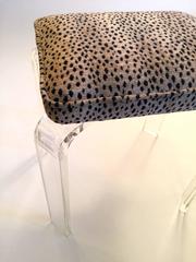 Lucite Stool with Leopard Upholstery