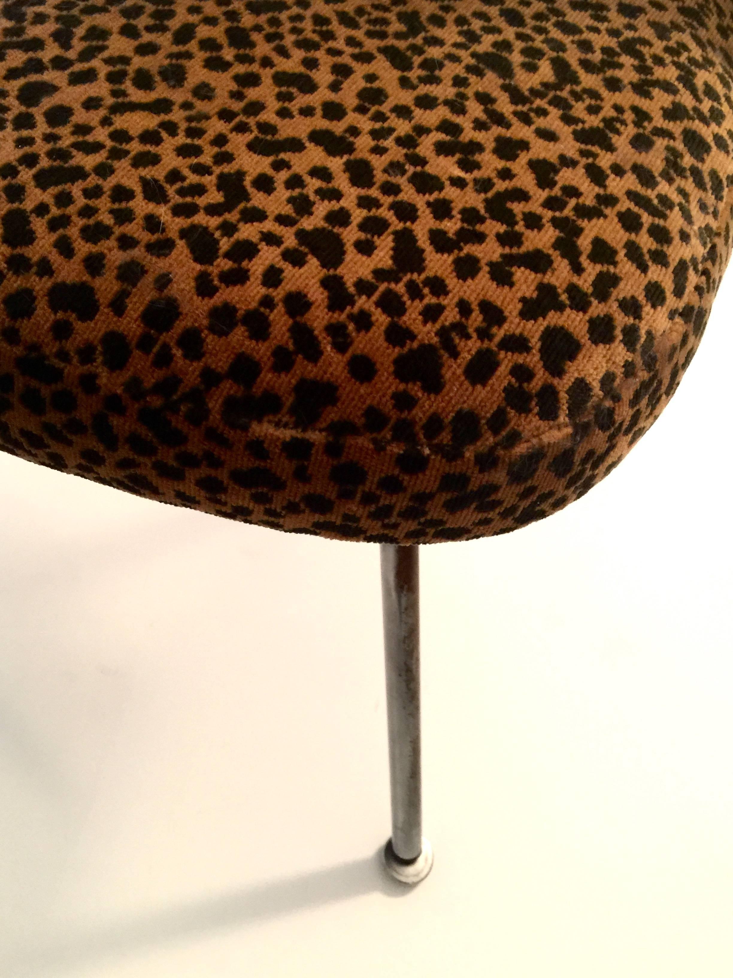 Vintage Saarinen Side Chair with Leopard Upholstery 