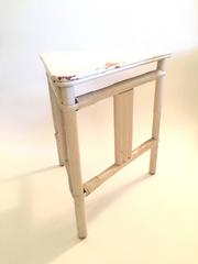 Vintage White Triangular Bamboo Side Table