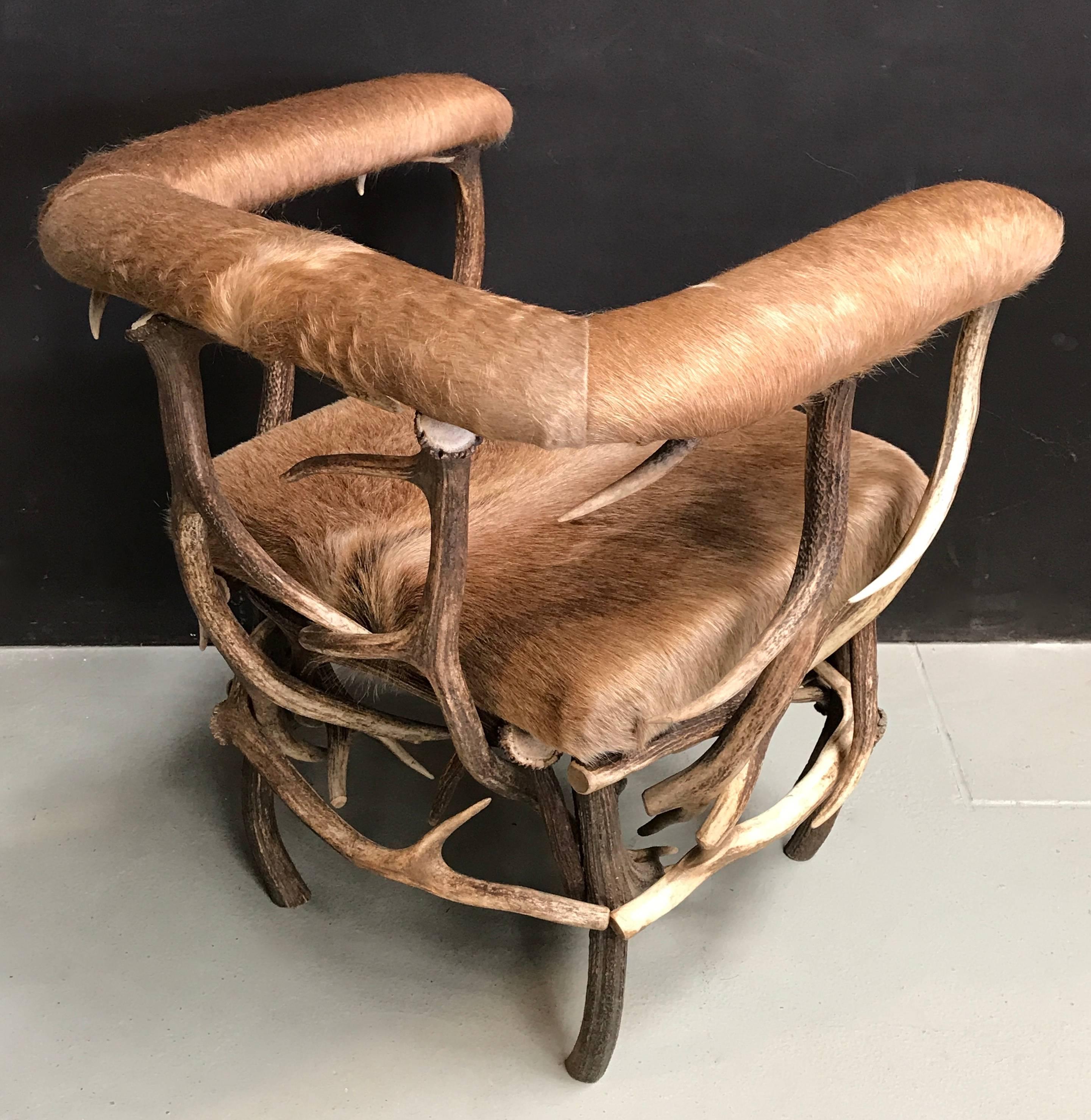 Dutch Antler Chair with Ecuadorian Cowhide