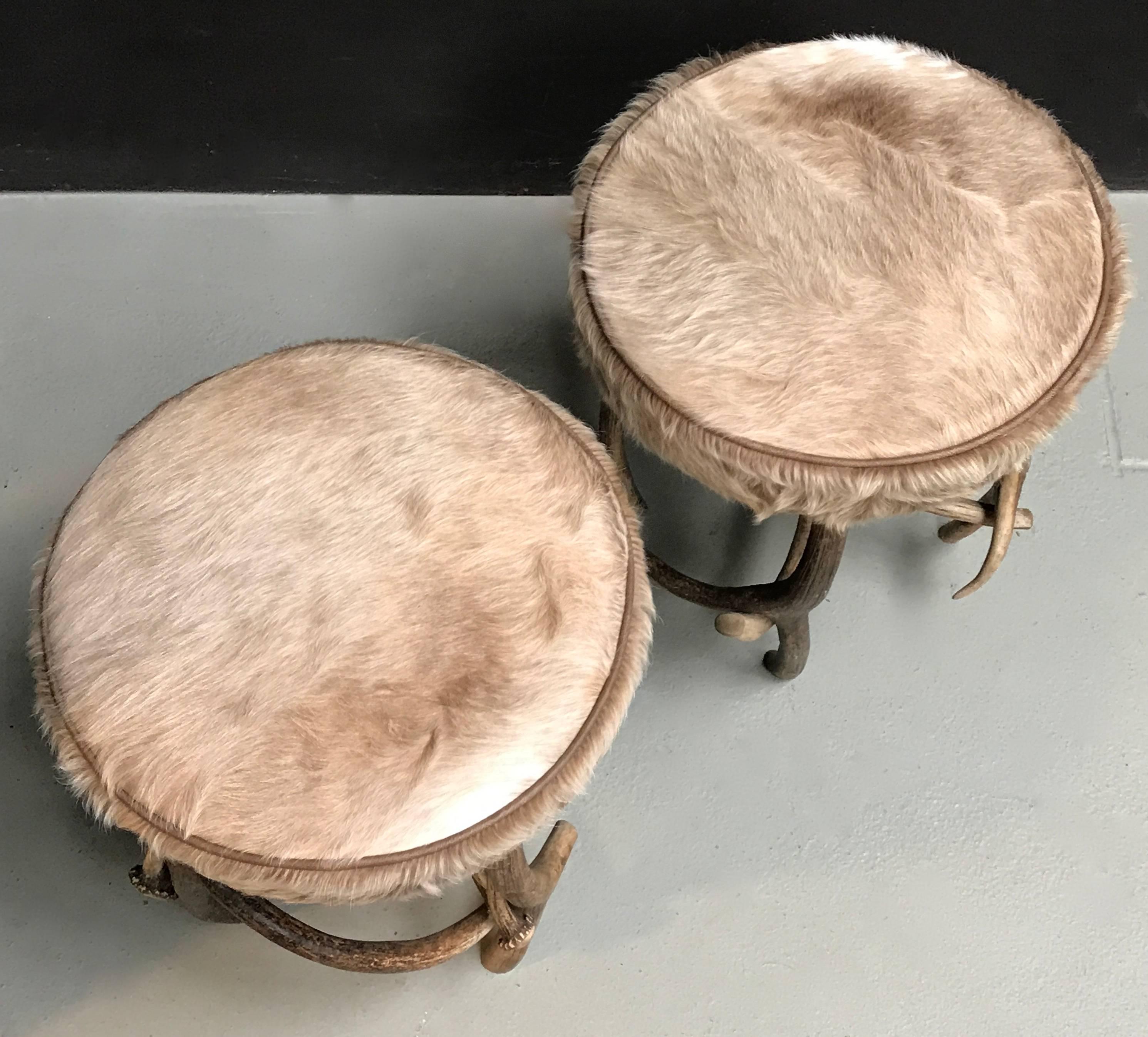 Contemporary Pair of Antler Stools