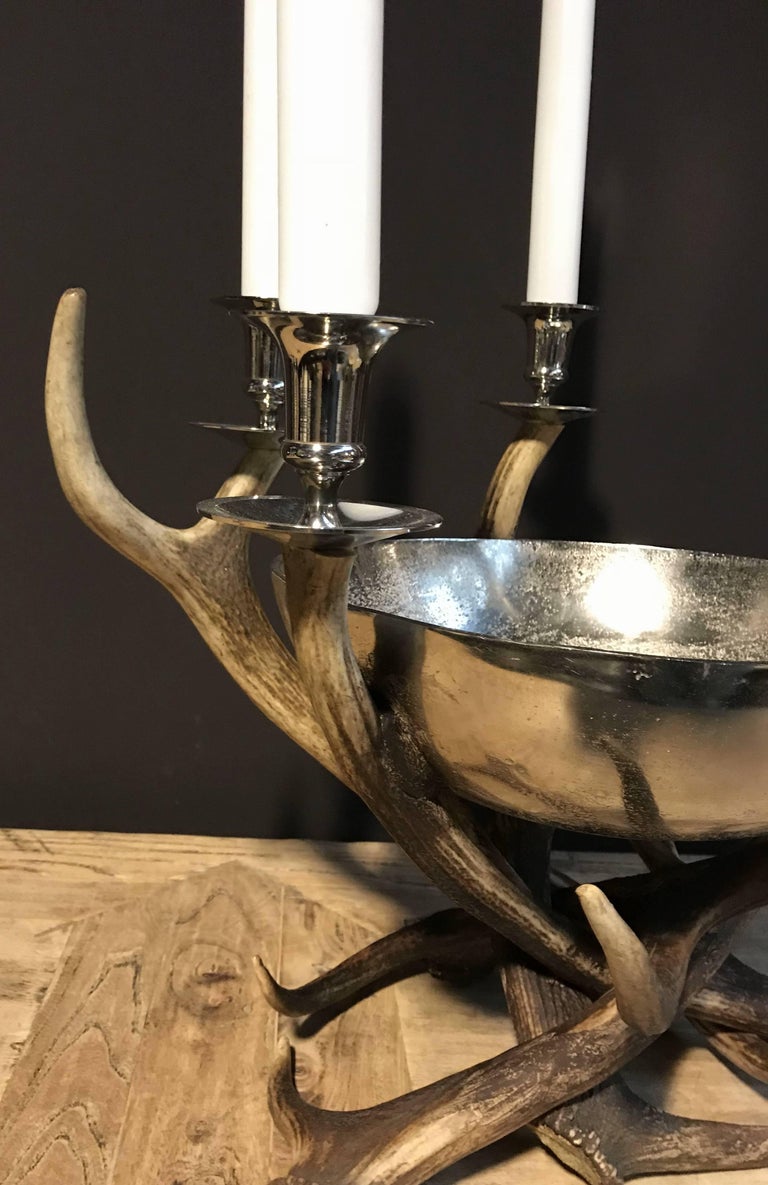 Antler Candlestick Holder with Bowl For Sale at 1stDibs candlestick
