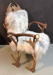 Antler chair with grey Iceland sheepskin upholstery