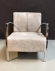 Modern Lounge Chair with Grey Cowhide